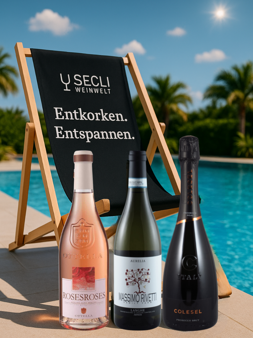 Secli Sommer Paket 3x 75cl + Liegestuhl Spezialpakete (Art-Nr.: 13086.025) Secli Sommer Paket 3x 75cl + Liegestuhl Spezialpakete