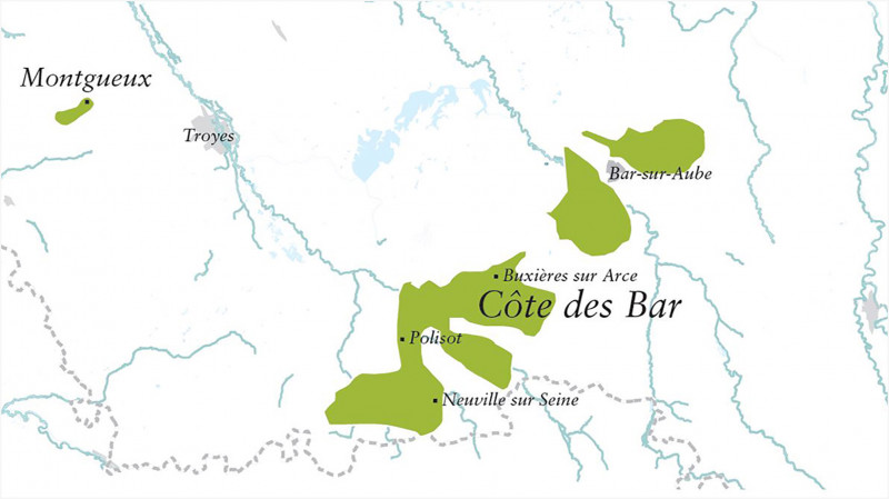 Karte Côte des Bar